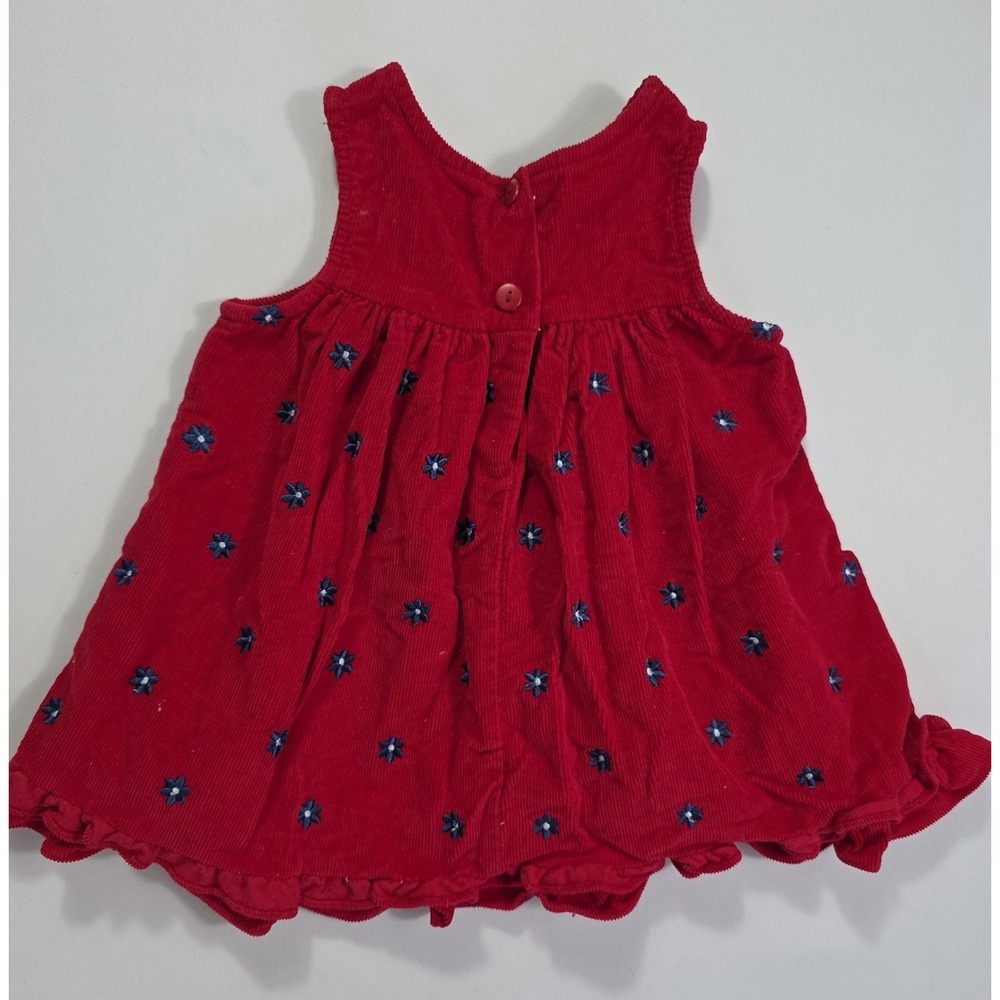 Vintage Alexis Baby Girls Red Corduroy Dress Floral Embroidered Size 12M - Picture 2 of 9